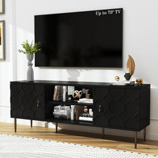 HLR® Modern TV Stand for 65/70 inch TV, Entertainment Center with Storage Cabinet&Open Shelves