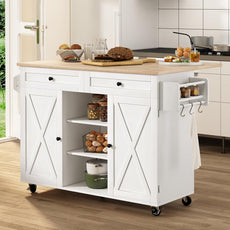 HLR® Kitchen Island On Wheels, Rolling Kitchen Island Cart with Drop Leaf Countertop