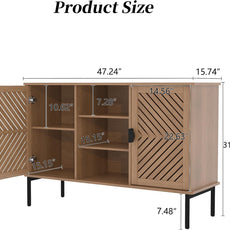 HLR® Accent Cabinet with 2 Hollow Doors, Sideboard Storage Cabinet, Modern Buffet Cabinet