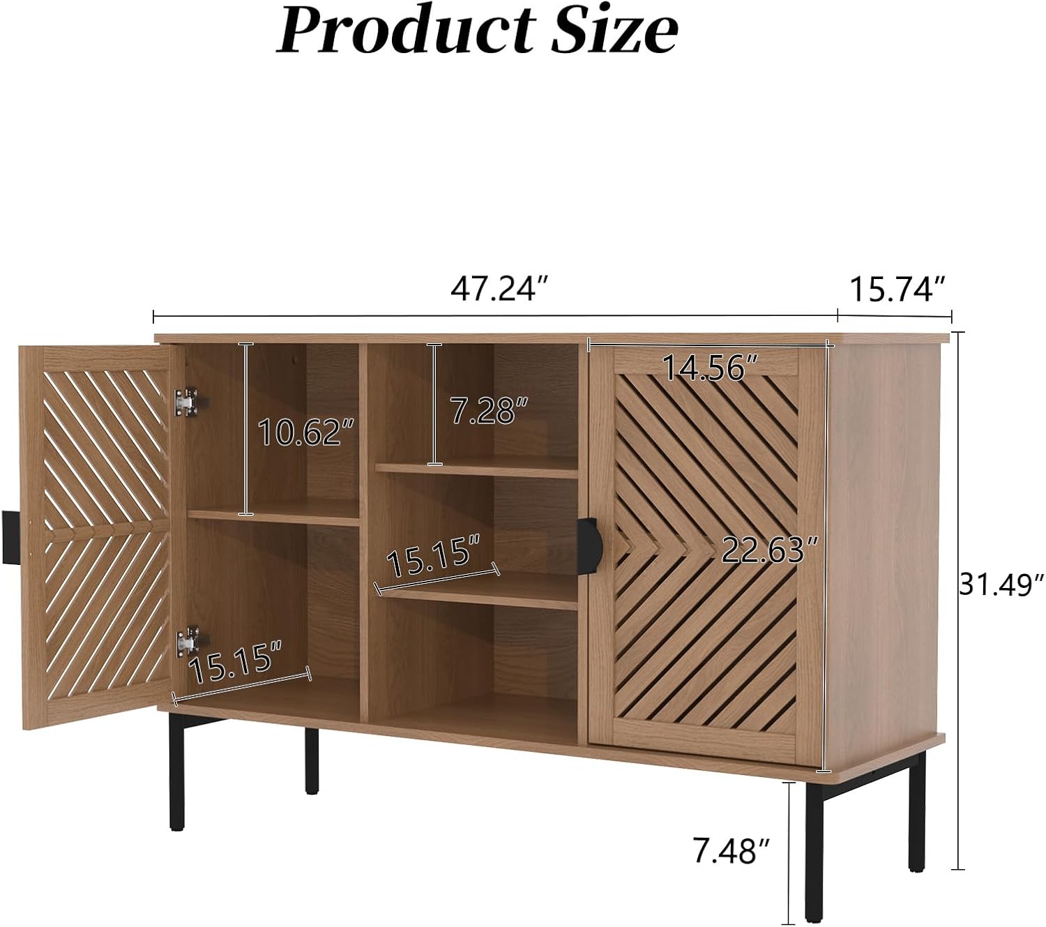 HLR® Accent Cabinet with 2 Hollow Doors, Sideboard Storage Cabinet, Modern Buffet Cabinet