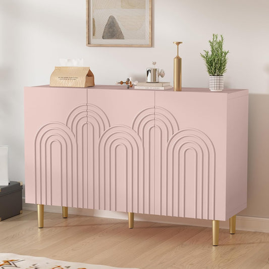HLR® 47" Accent Cabinet with Cloud Relief, Sideboard Buffet Cabinet with 3 Doors