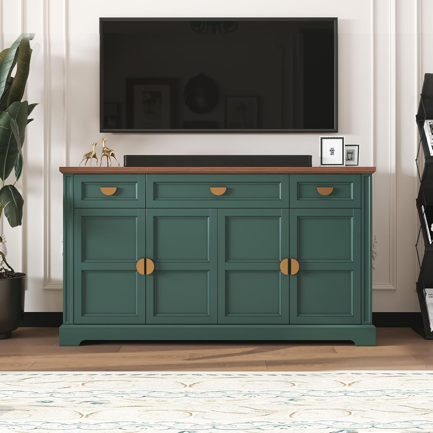 (Newest) HLR® 60” Large Buffet Sideboard Cabinet with 4 Doors and 3 Drawers Shaker Style