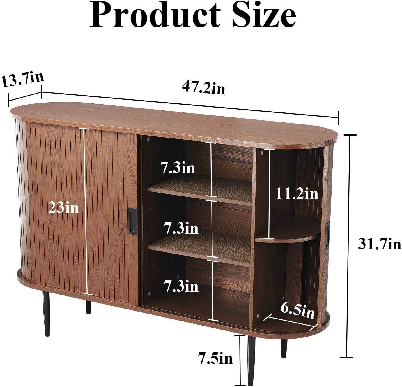 HLR® 47.2" Sideboard Buffet Cabinet with Tambour Door