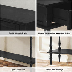 (Newest) HLR® Console Table for Entryway with 2 Drawers-Minimal Assembly,Black Retro Entryway Table