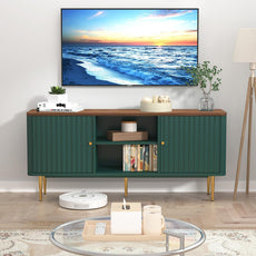 HLR® 55” Fluted TV Stand, Mid Century Modern White TV Stand for 55/60/65 inch TV