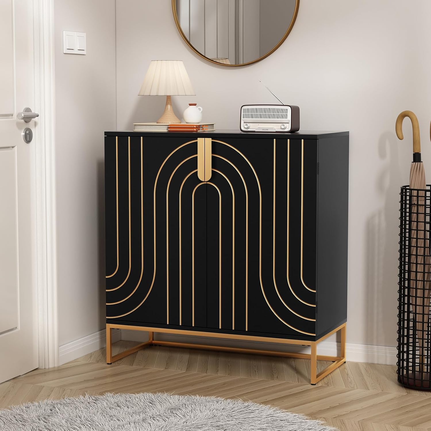 HLR® Accent Wood Grain Cabinet with 2 Doors, Storage Cabinet Sideboard