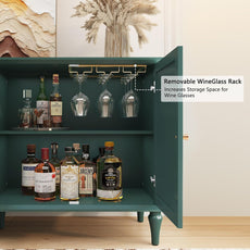 HLR® 58'' Mid-Century Modern Buffet Storage Cabinet with 4 Doors and Adjustable Shelves