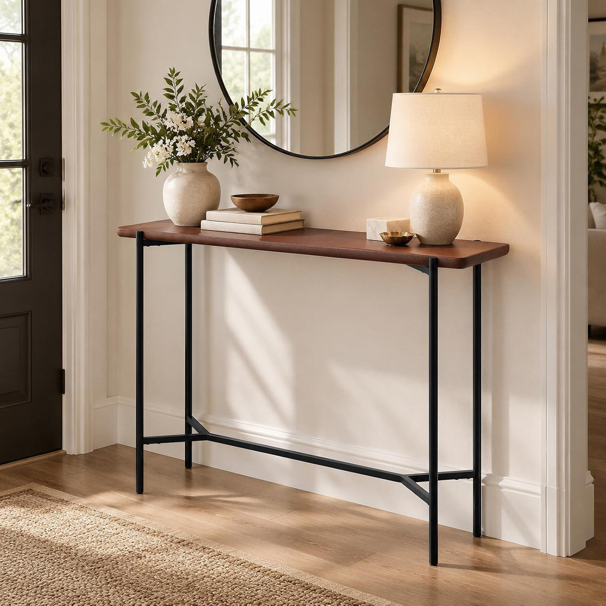 HLR 40'' Console Table with Solid Wood Veneer, Slim Entryway Table, 1-Pack