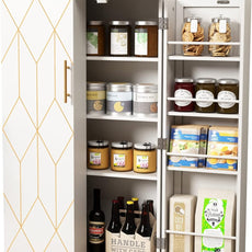 HLR® 45'' Kitchen Pantry Cabinet,Storage Cabinet with Doors and Adjustable Shelves