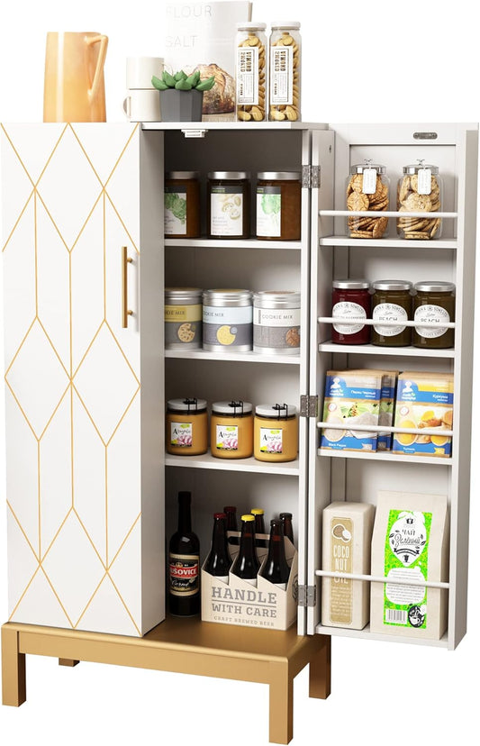 HLR® 45'' Kitchen Pantry Cabinet,Storage Cabinet with Doors and Adjustable Shelves