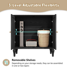 HLR® Black Sideboard Buffet Cabinet with Storage, Mid-Century Modern Storage Cabinet