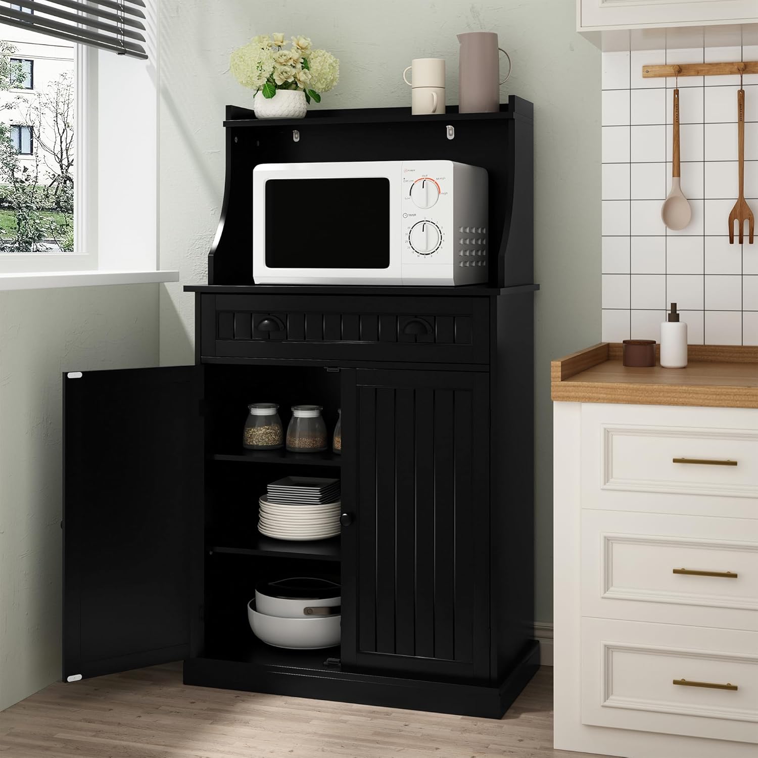 HLR® 54" Kitchen Microwave Cabinet/Stand with Storage and Drawers