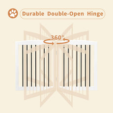 HLR® Freestanding Pet Gate for Dogs, Foldable Wooden Dog Gate, Indoor Pet Barrier for Stairs