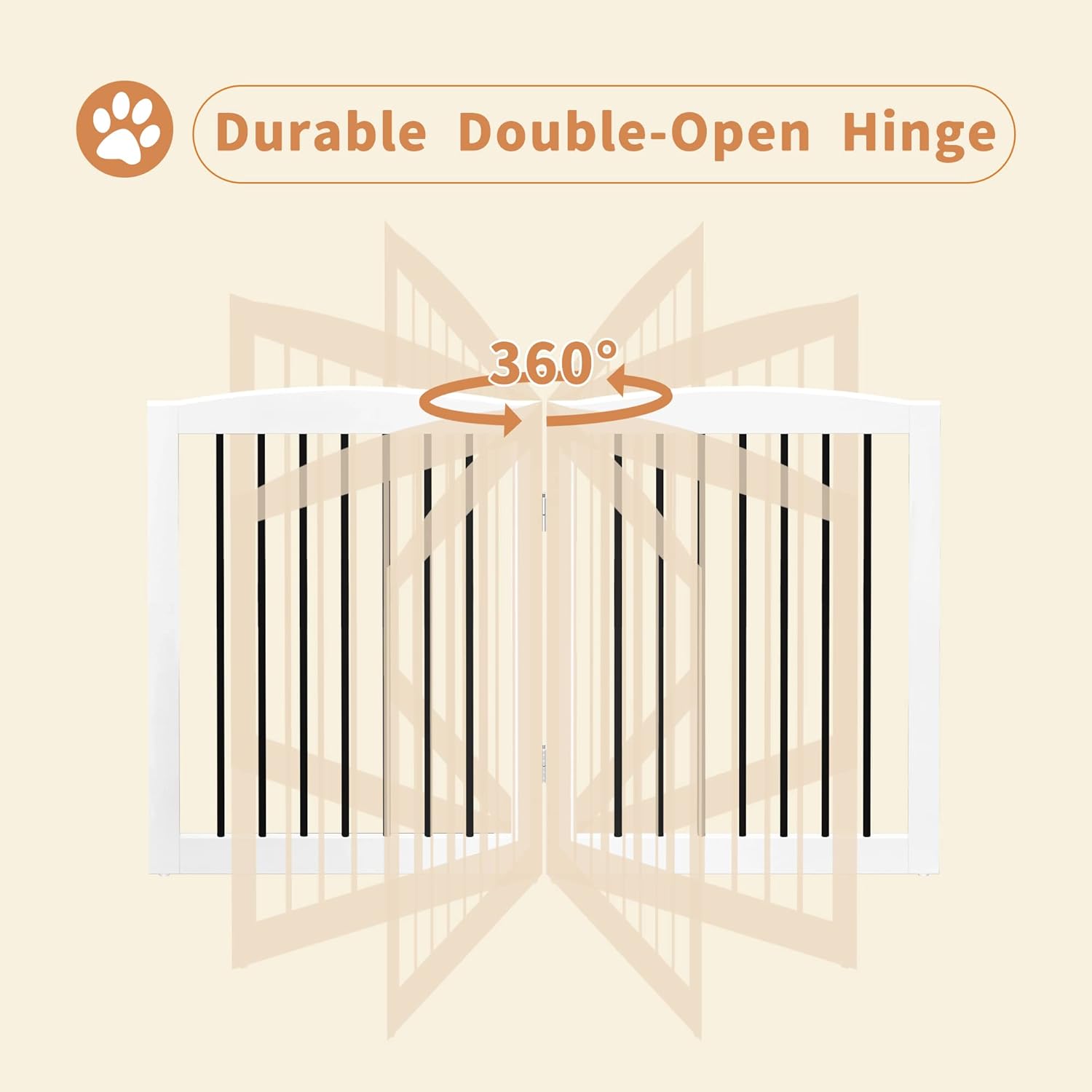 HLR® Freestanding Pet Gate for Dogs, Foldable Wooden Dog Gate, Indoor Pet Barrier for Stairs