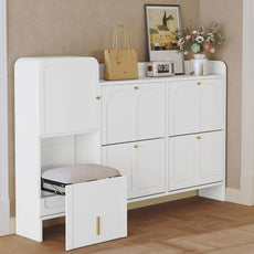 HLR® Modern Shoe Cabinet with 4 Flip Drawers, Large Shoe Storage Cabinet