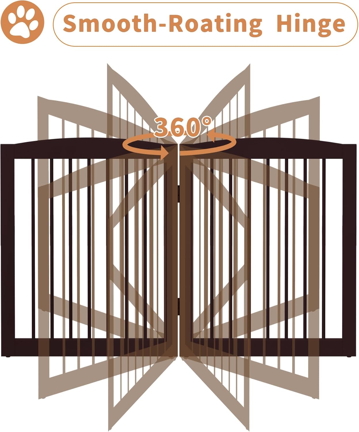 HLR® Freestanding Dog Gate with Door, Pet Gate for Stairs, 80 inch Wide Pet Barrier Indoor