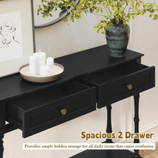 (Newest) HLR® Console Table for Entryway with 2 Drawers-Minimal Assembly,Black Retro Entryway Table