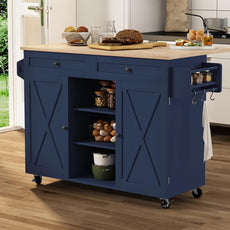 HLR® Kitchen Island On Wheels, Rolling Kitchen Island Cart with Drop Leaf Countertop