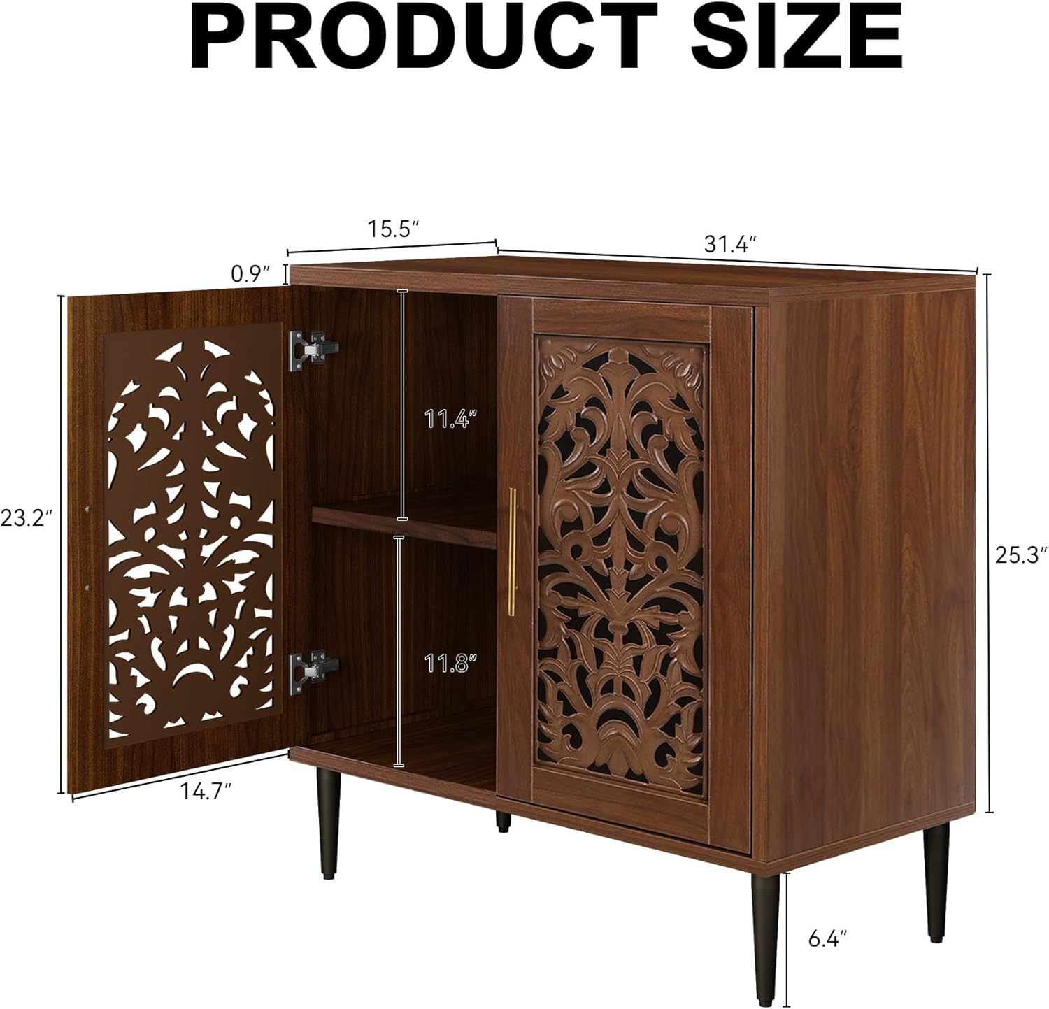 HLR® Accent Cabinet with 2 Doors, Vintage Hollow Carving Buffet Cabinet, Sideboards and Buffets
