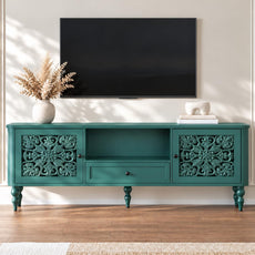 HLR 70" Vintage TV Stand with Carved Doors for up to 80 " TV