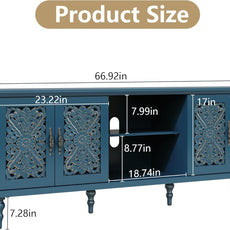 HLR® 67'' Vintage TV Stand with Hollow Carved Doors