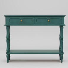 HLR 41" Mid Century Console Tables, Entryway Tables with 2 Drawers, 10 Mins Assembly, Green
