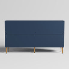 HLR 58" Modern Accent Sideboard Cabinet, 4 Doors, Adjustable Shelves, Fluted Storage Cabinet, Blue