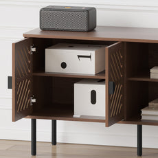 HLR Mid Century Modern 55" TV Stand for 65 Inch TV, Entertainment Center with Storage, Brown