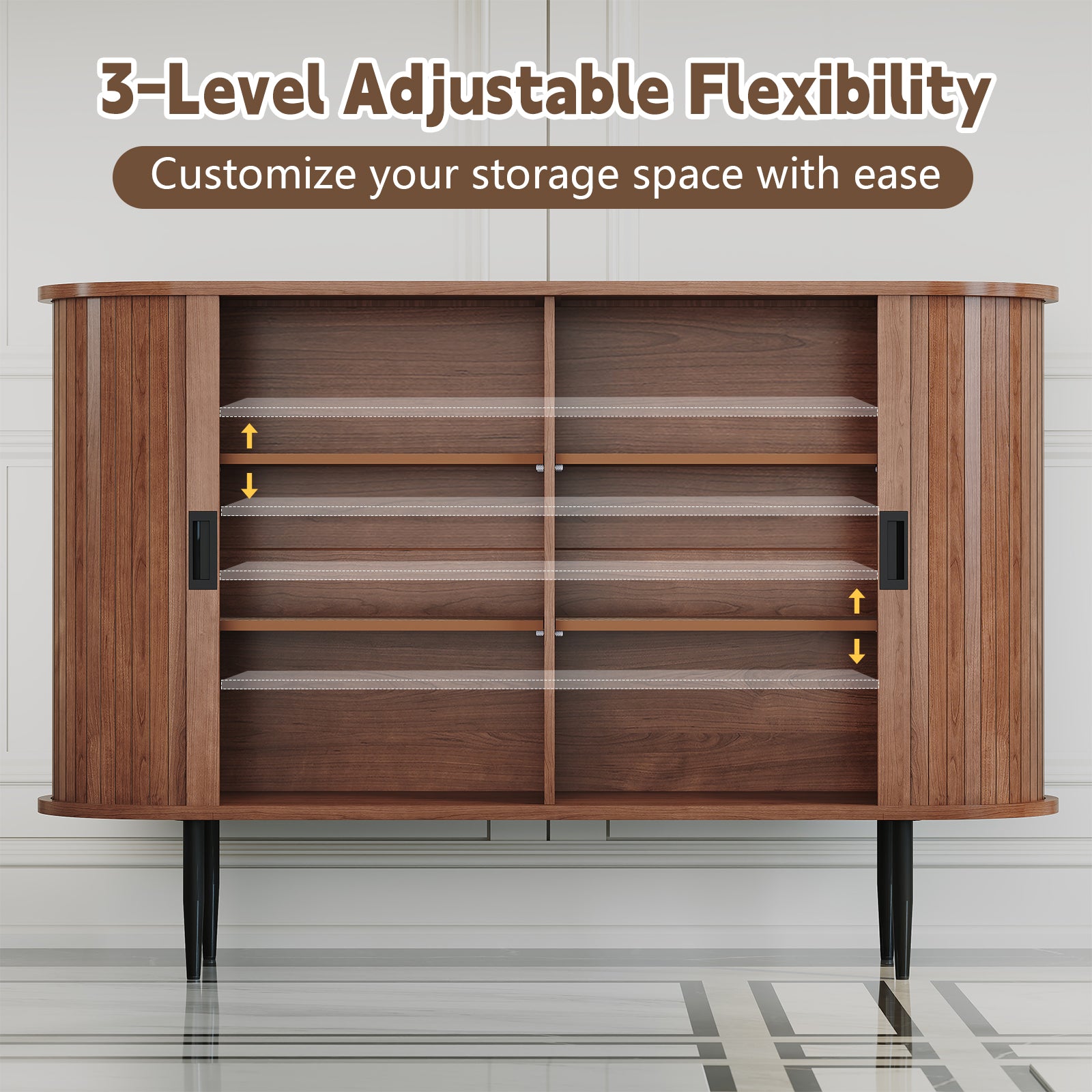 CBJCBJ 47" Sideboard Buffet Cabinet with Storage, Modern Accent Cabinet for Dining Room, Brown