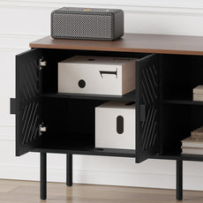 HLR Mid Century Modern 55" TV Stand for 65 Inch TV, Entertainment Center with Storage, Black