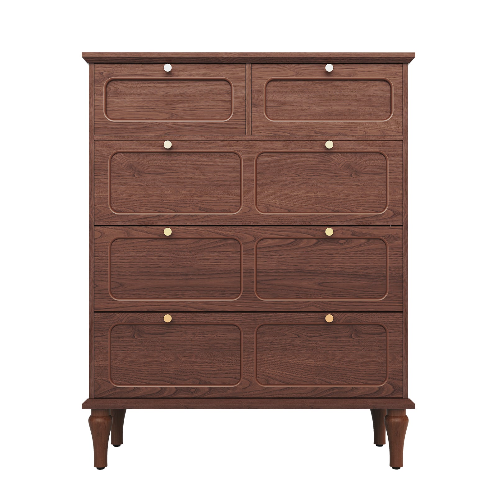 HLR 40" Mid-century 5 Drawer Dresser for Bedroom, Small Dressers & Chest of Drawers, Brown