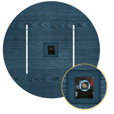 HLR 35.5” Farmhouse Large Shiplap Round Wall Clock with Roman Numeral for Living Room Decor, Navy Blue