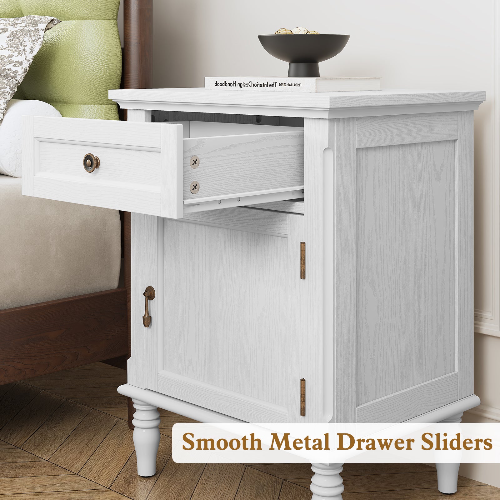 HLR® 25"H Nightstands Set of 2, Modern Retro Bedside Table with Drawer, End Table for Bedroom