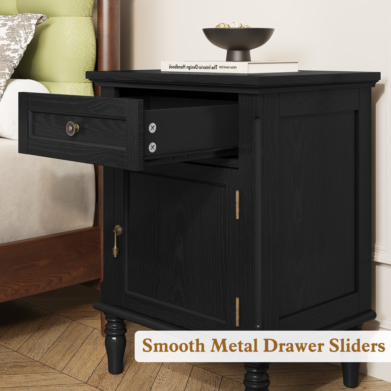 HLR® 25"H Nightstands Set of 2, Modern Retro Bedside Table with Drawer, End Table for Bedroom
