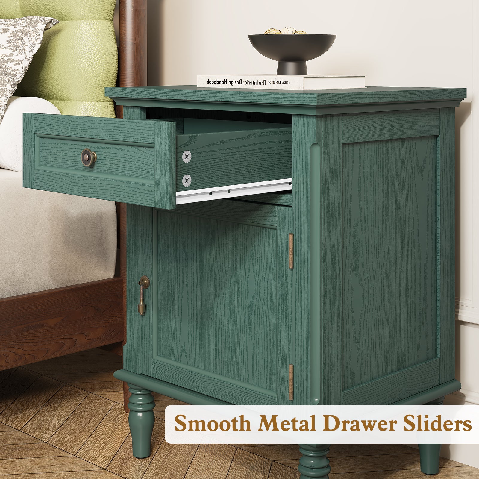 HLR® 25"H Nightstands Set of 2, Modern Retro Bedside Table with Drawer, End Table for Bedroom