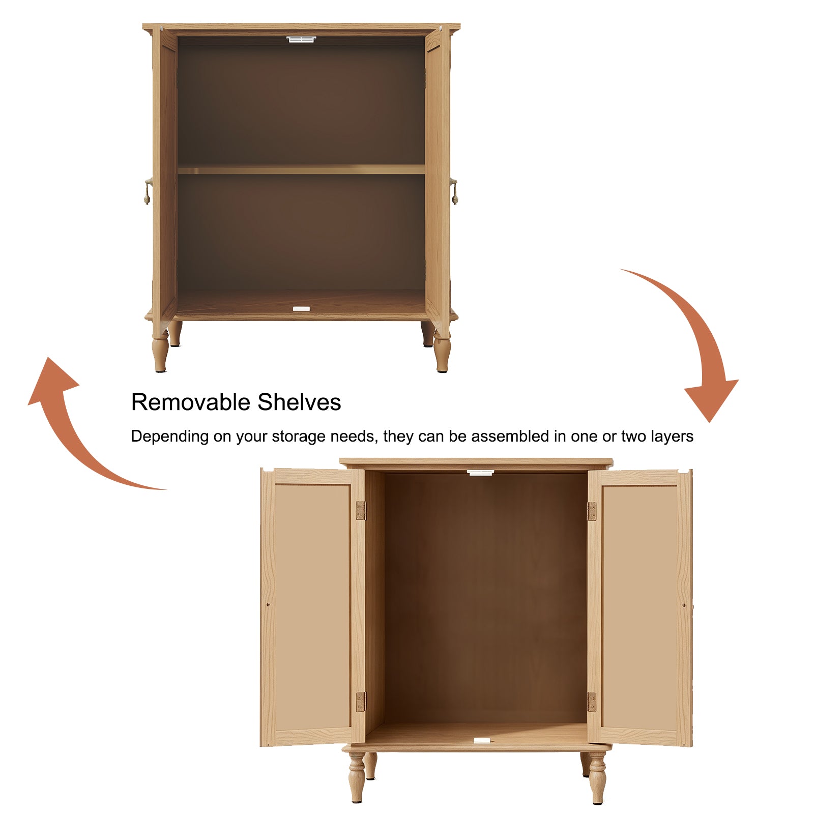 HLR 31.5'' Large Sideboard Buffet Cabinet with Storage, 2 Doors Modern Credenza Table for Living Room, Brown