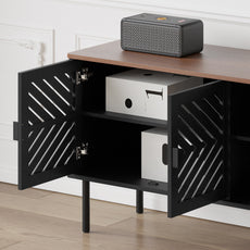 CBJCBJ Modern Mid Century 70" Large TV Stand for 80" TV, Entertainment Center with Storage,Black