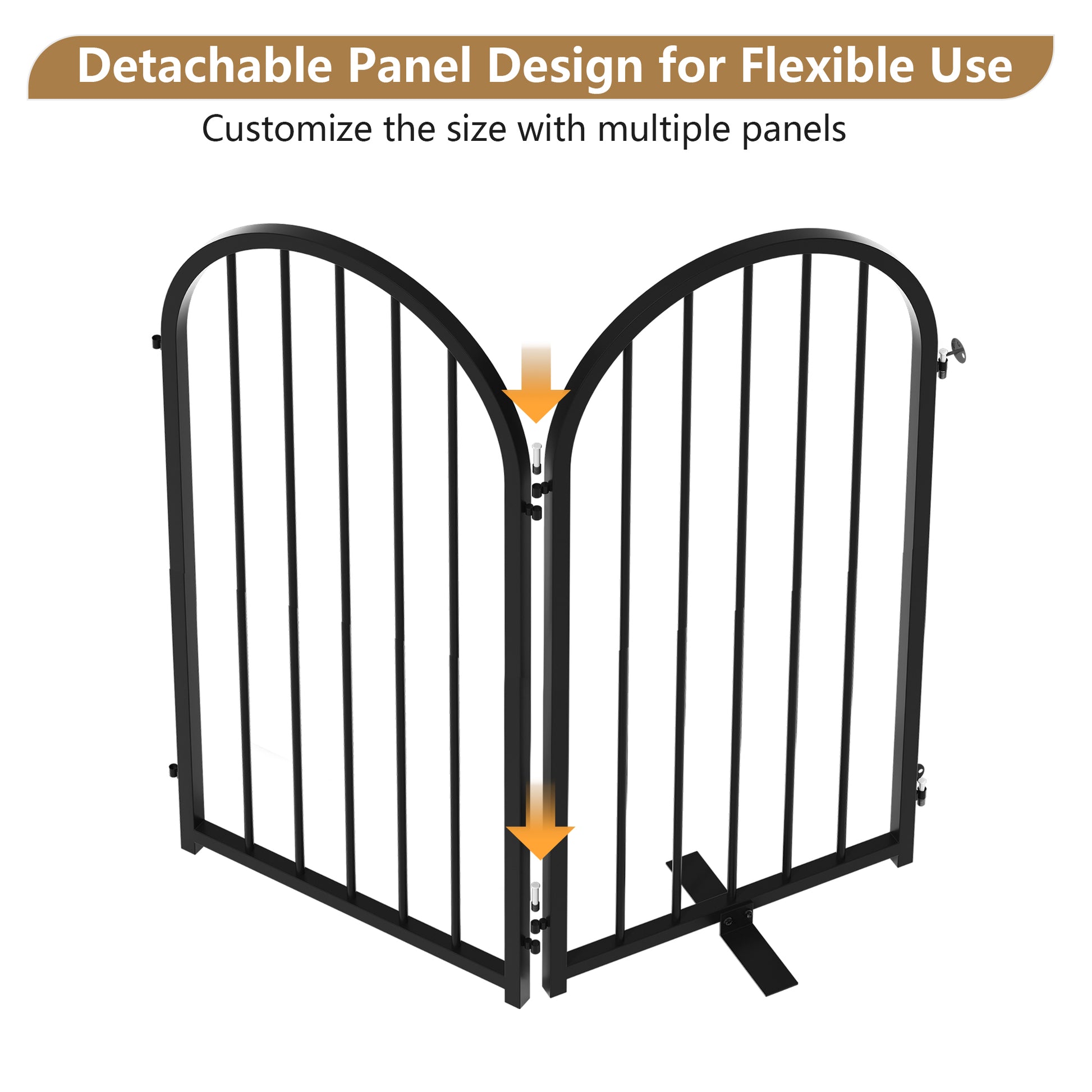 CBJCBJ Indoor Pet Gate, 6 Panel Folding Dog Gate , 32"H Freestanding Metal Pet Fence for Cats and Dogs ,Black