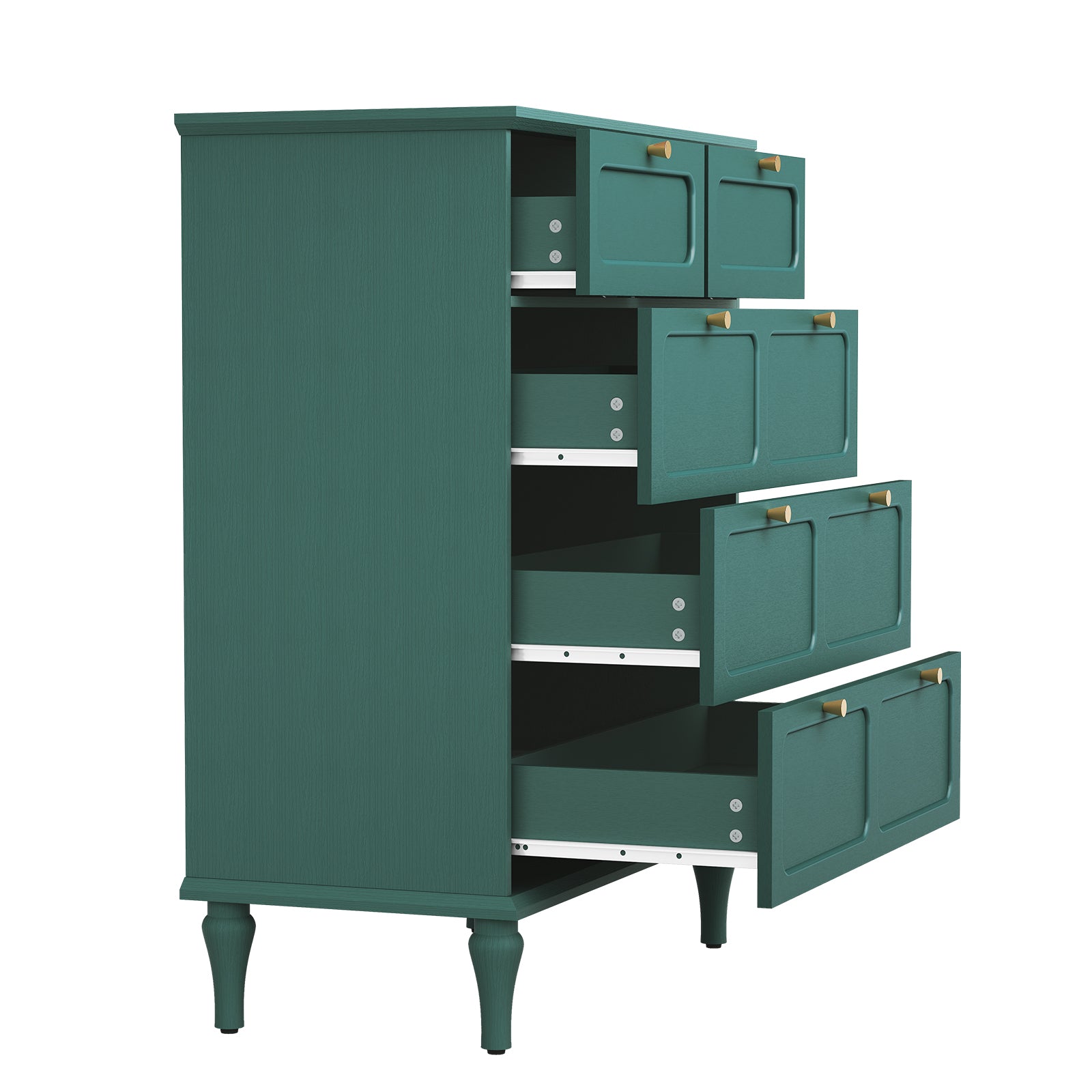 HLR 40" Mid-century 5 Drawer Dresser for Bedroom, Small Dressers & Chest of Drawers,Green
