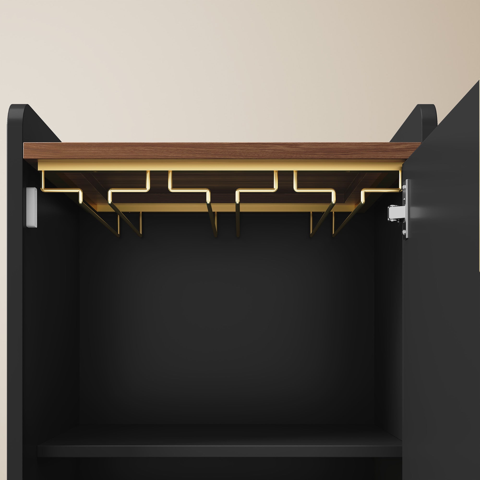 CBJCBJ Modern Wine Storage Cabinet with Rack & Adjustable shelves Coffee Bar for Kitchen, Dining Room, Apartment, Black