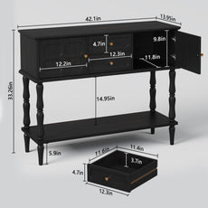 HLR Modern 42.1" Consoles Table, Entryway Table with Storage Shelf Quick Assembly for Living Room, Black