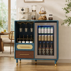 CBJCBJ Modern Wine Bar Cabinet with Ice Bar, Coffee Bar for Dining Room (No Refrigerator Included),Blue