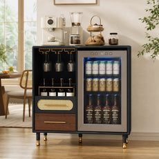 CBJCBJ Modern Wine Bar Cabinet with Ice Bar, Coffee Bar for Dining Room (No Refrigerator Included),Black