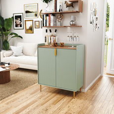 CBJCBJ Modern Wine Cabinet, Home Bar Cabinet with Storage Drawers and Wine Rack, Kitchen Sideboard,Sage Green