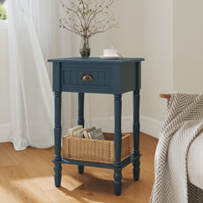 CBJCBJ 26.8"H Retro Nightstands, Side Table with Drawers and Open Shelves, for Bedrooms and Sofas,Blue