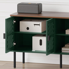 CBJCBJ Modern Mid Century 55" TV Stand for 65" TV, Entertainment Center with Storage and Openwork Cabinet Doors,Green
