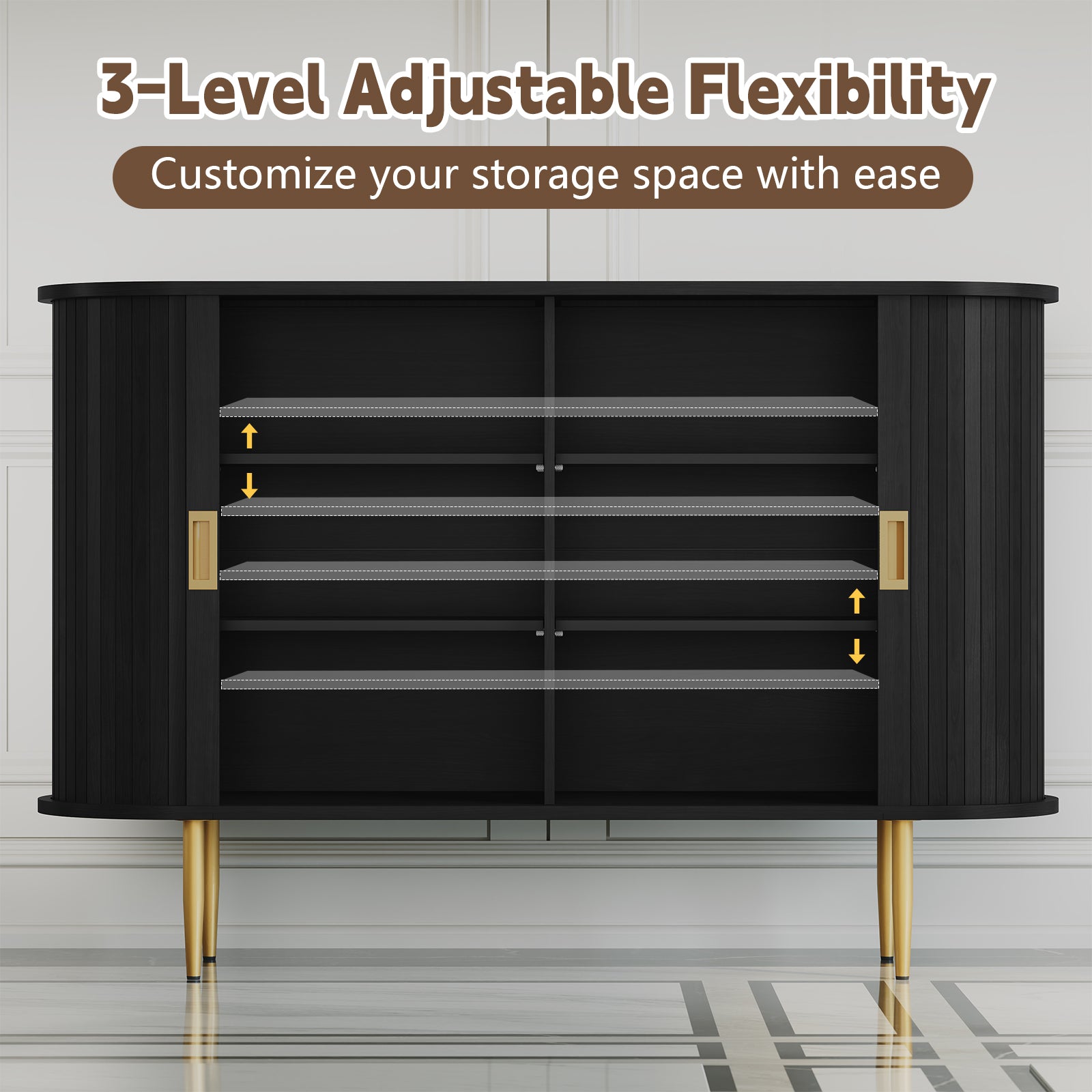 CBJCBJ 47" Sideboard Buffet Cabinet with Storage, Modern Accent Cabinet for Dining Room,Black