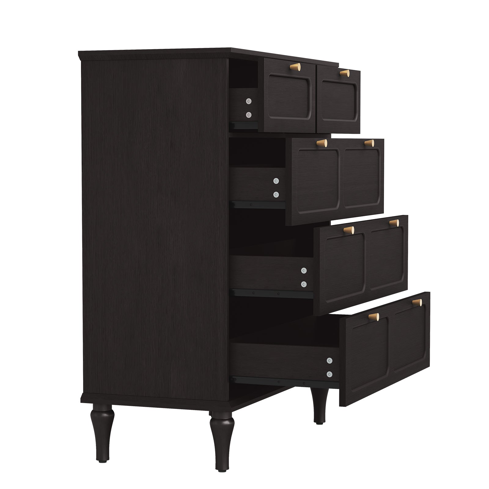 HLR 40" Mid-century 5 Drawer Dresser for Bedroom, Small Dressers & Chest of Drawers, Black