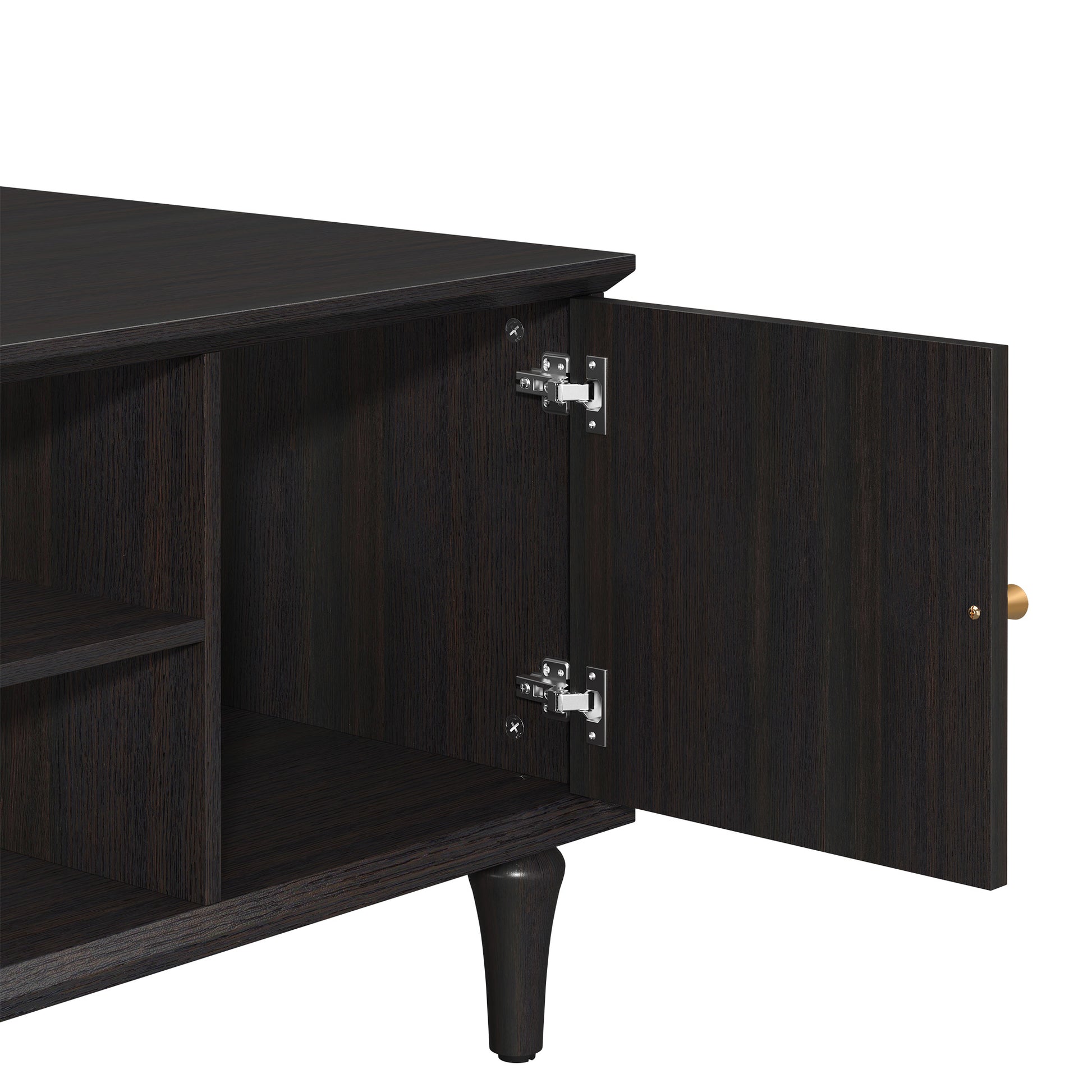 HLR 39.4" Mid Century Coffee Table with Storage, Wood Center Table with Open Shelves for Living Room, Black