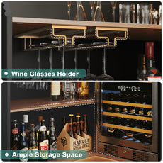 HLR L-Shaped Home Bar Cabinet with Fridge Space, 4-Tier Corner Bar Unit Wine Cabinet with Storage